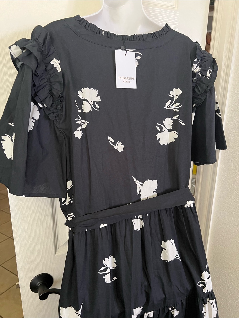 NWT Sugarlips Fleur Noir Escondido Tiered Shift Midi Dress Curve 2X - Picture 11 of 15